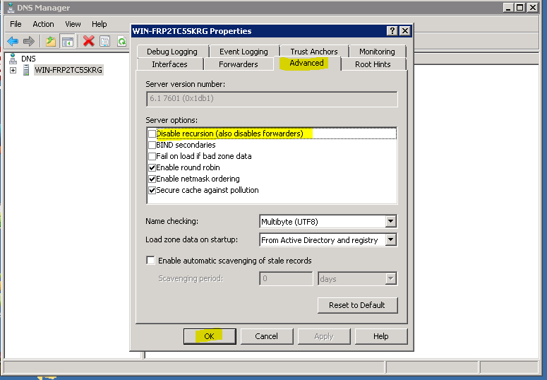 آموزش غیر فعال نمودن DNS Recursion در windows سرور